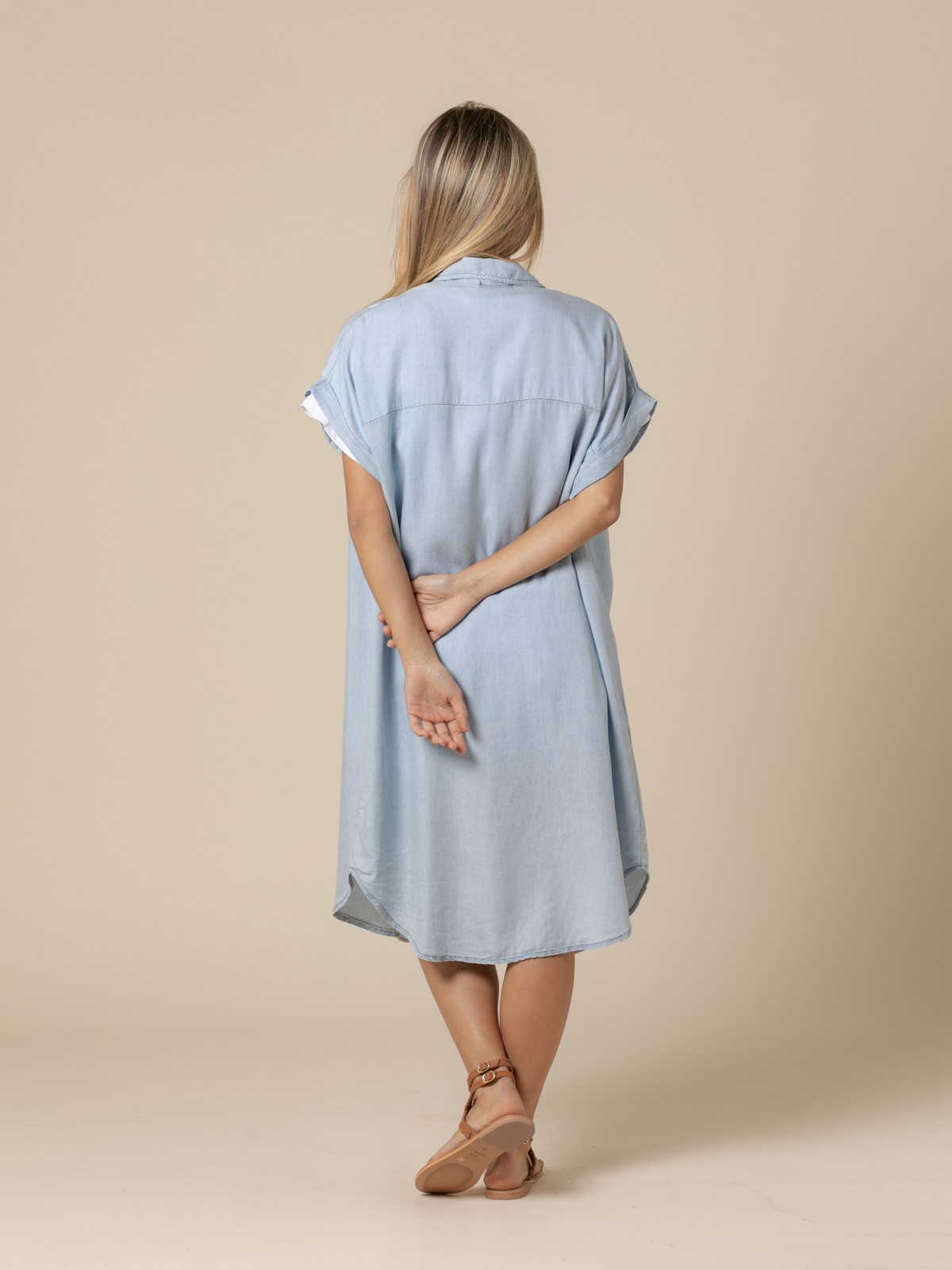 Woman Long tencell dress  Blue