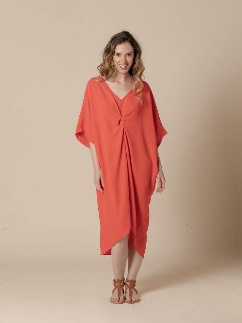 Woman Oversize trendy knot dress  Orange