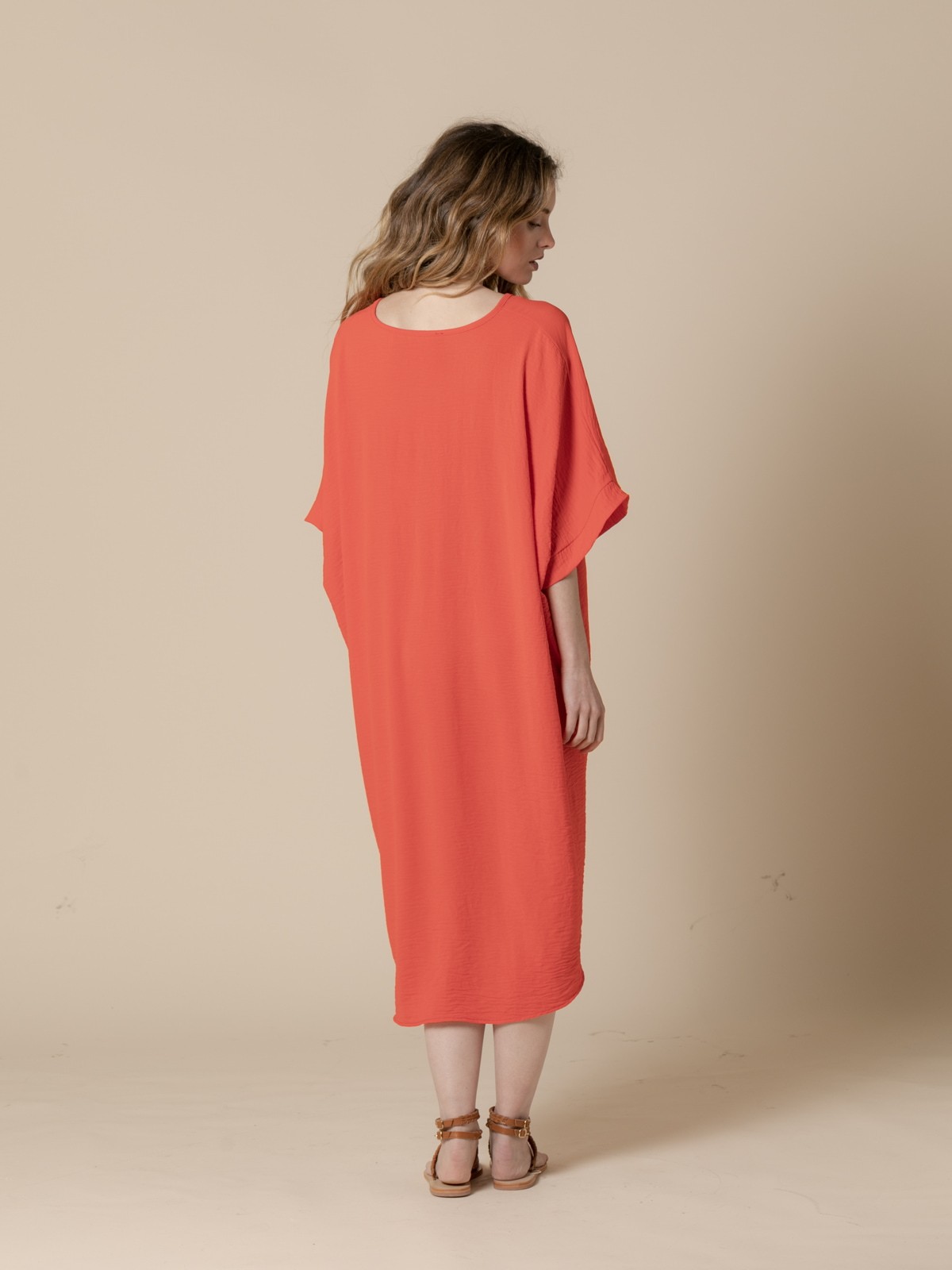 Woman Oversize trendy knot dress  Orange