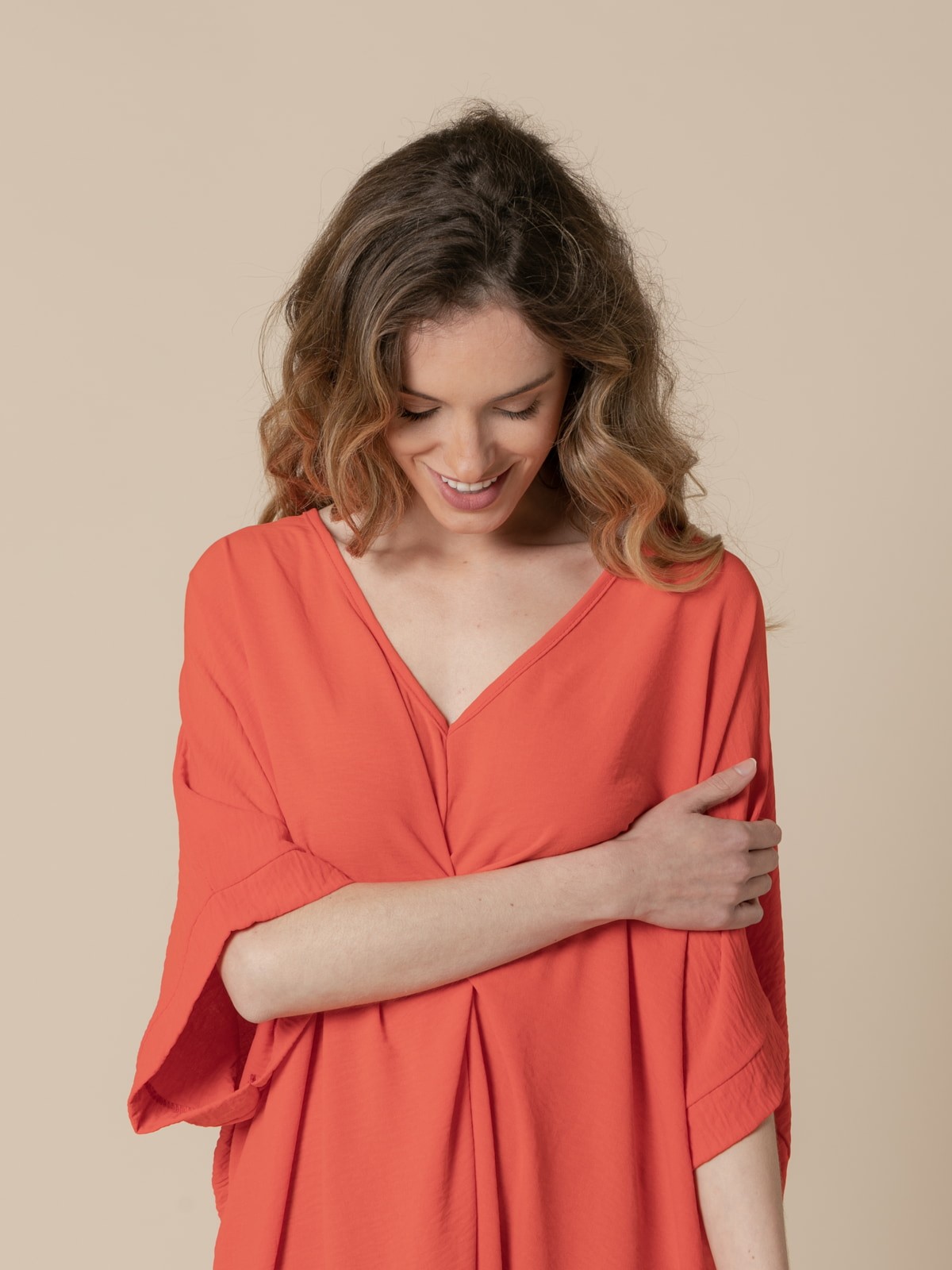 Woman Oversize trendy knot dress  Orange