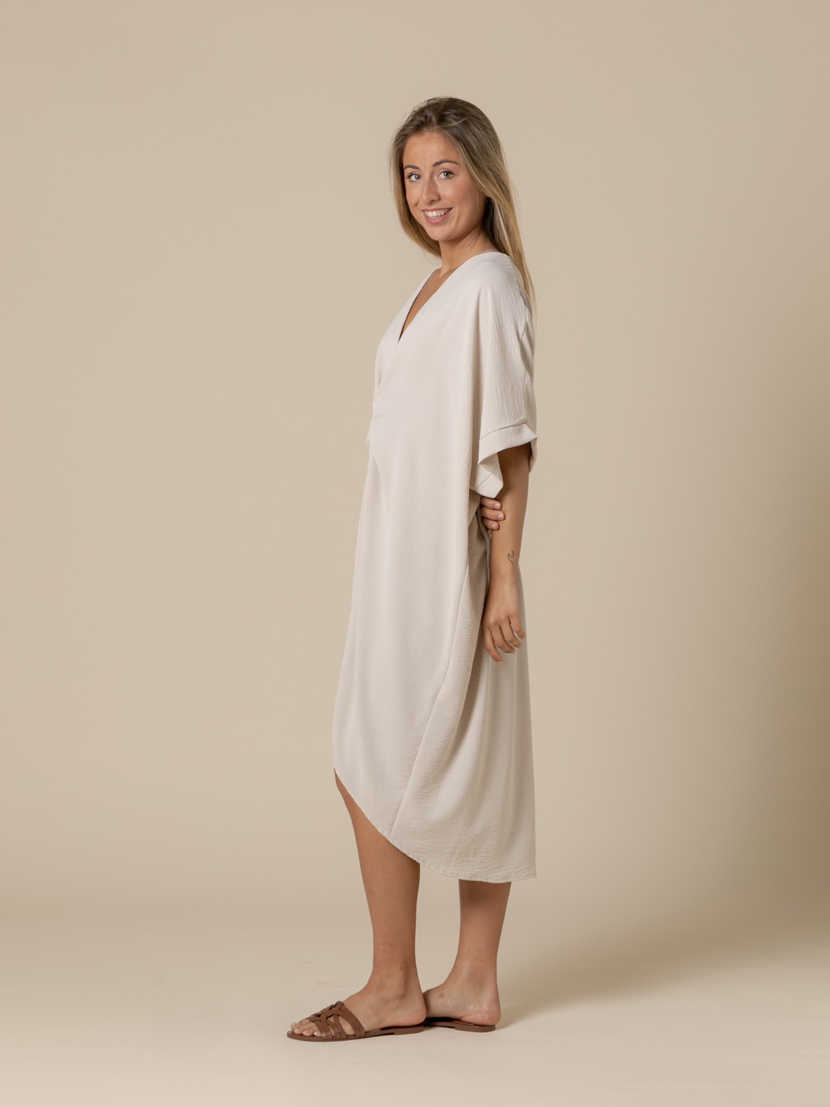 Woman Oversize trendy knot dress  Beige