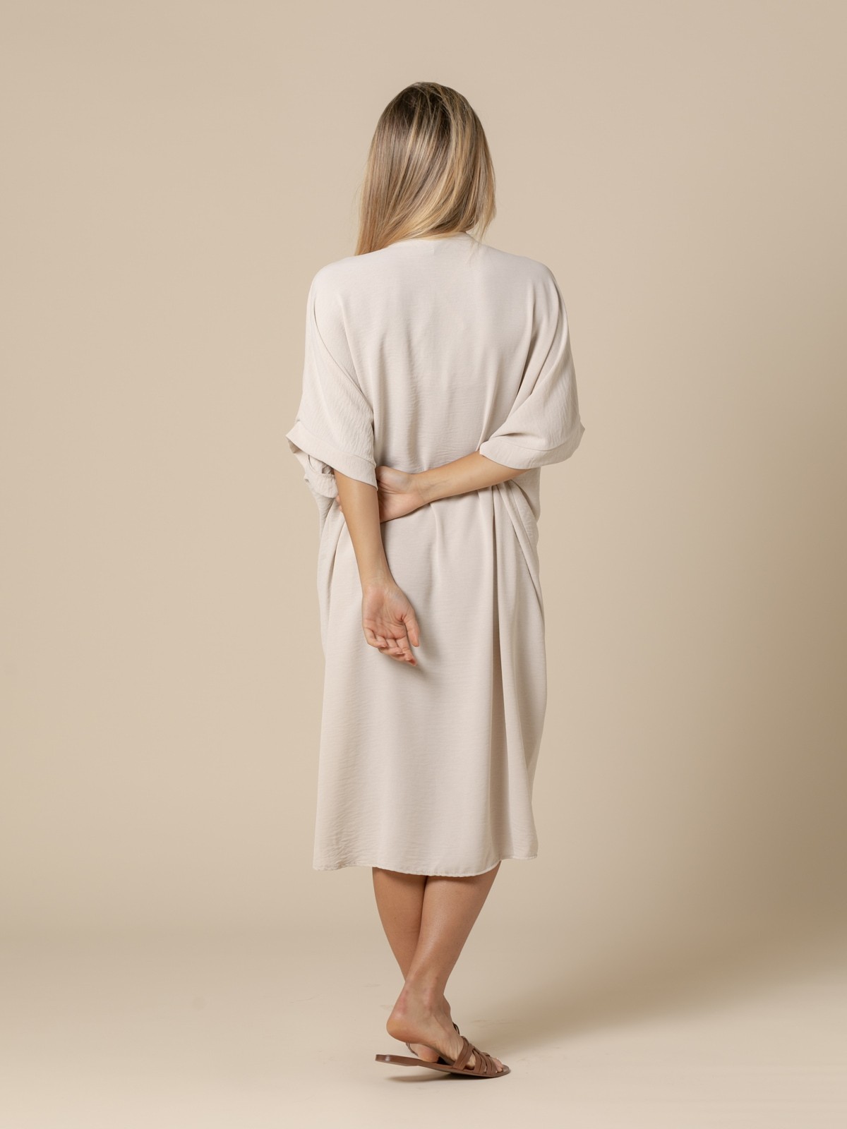 Woman Oversize trendy knot dress  Beige