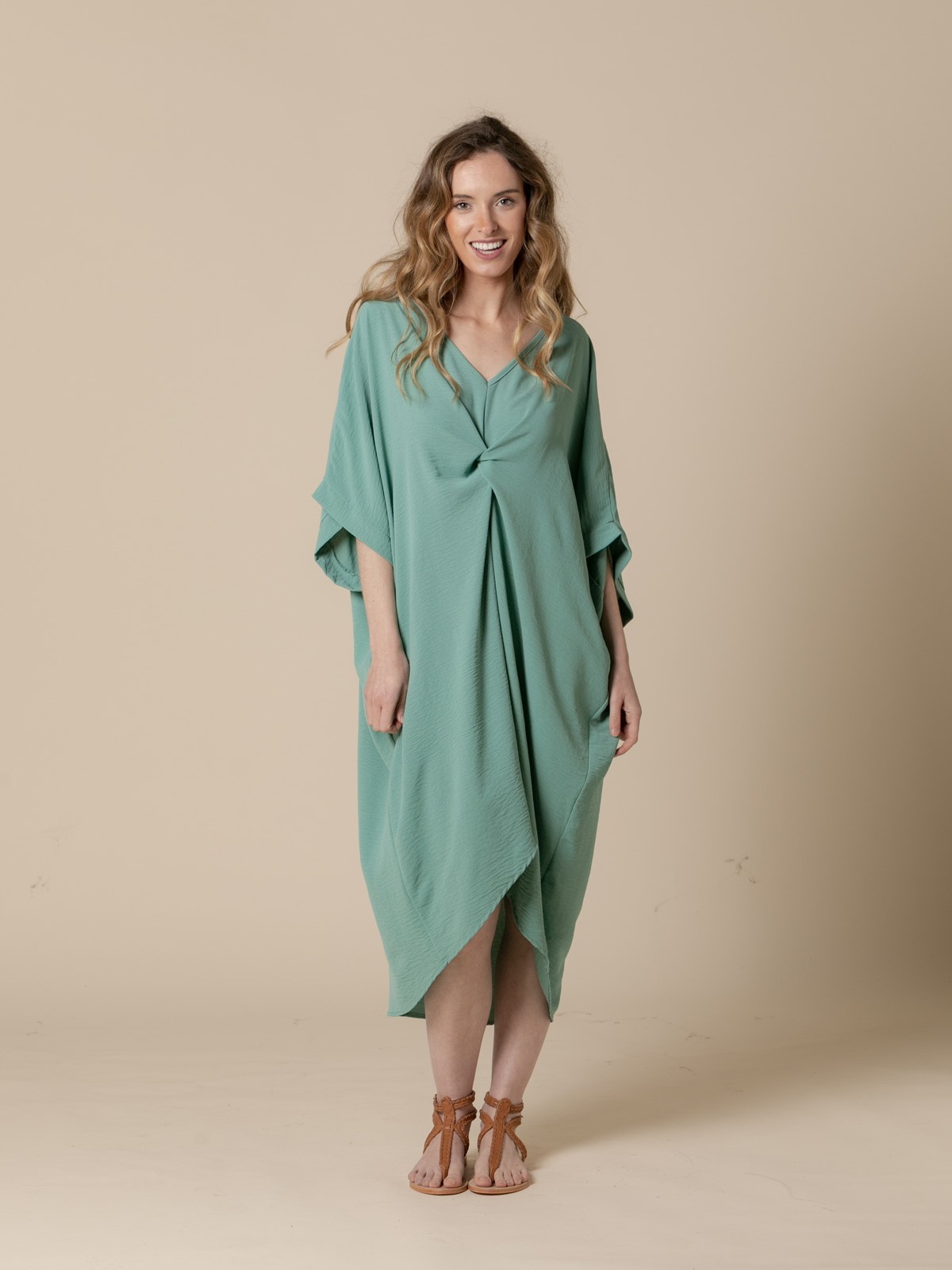 Woman Oversize trendy knot dress  Aqua