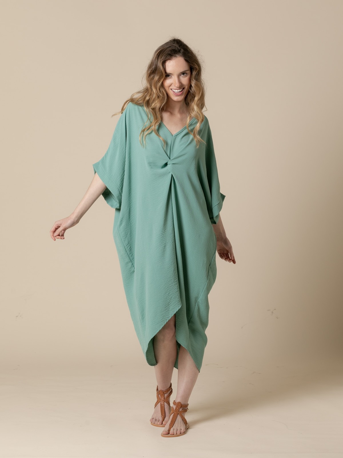 Woman Oversize trendy knot dress  Aqua