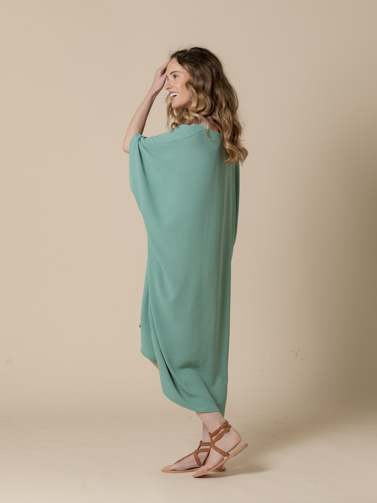 Woman Oversize trendy knot dress  Aqua