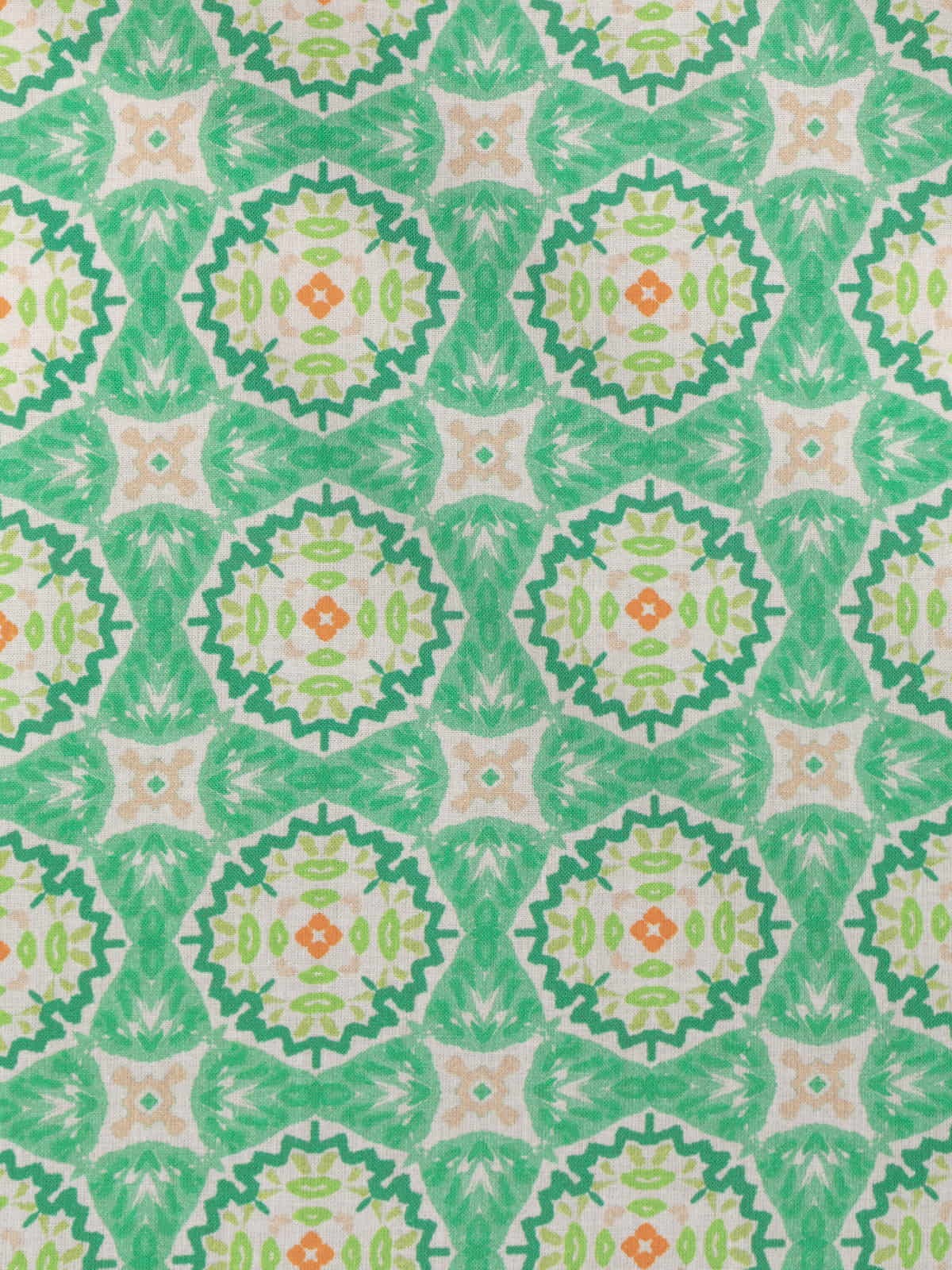 Woman Cotton geometric print dress Green