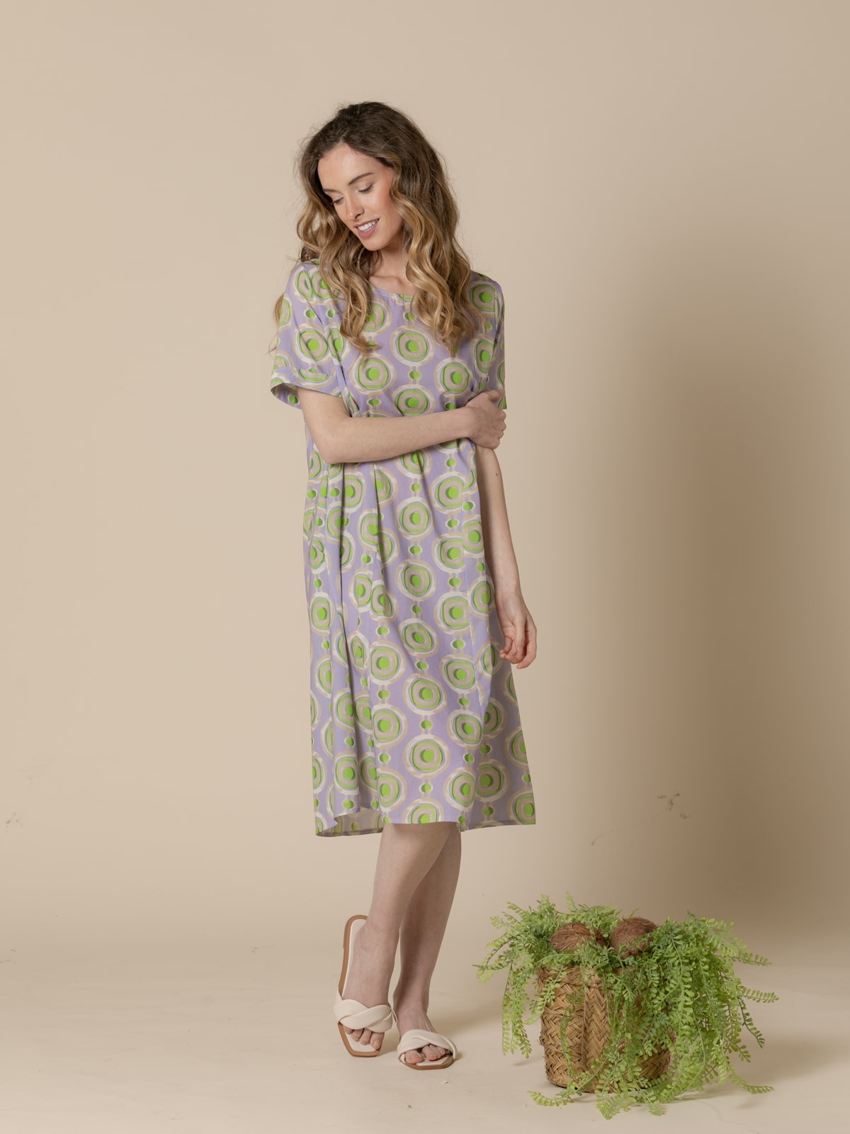 Woman Cotton circle print dress  Lila