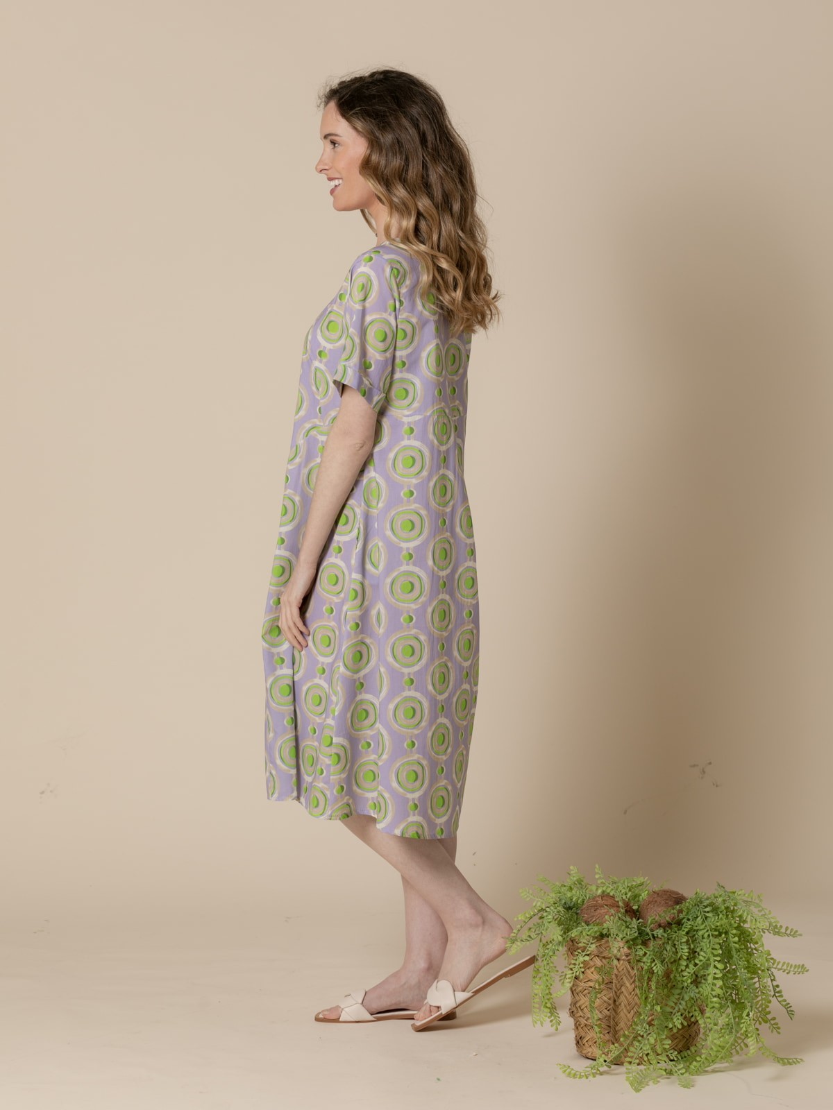 Woman Cotton circle print dress  Lila