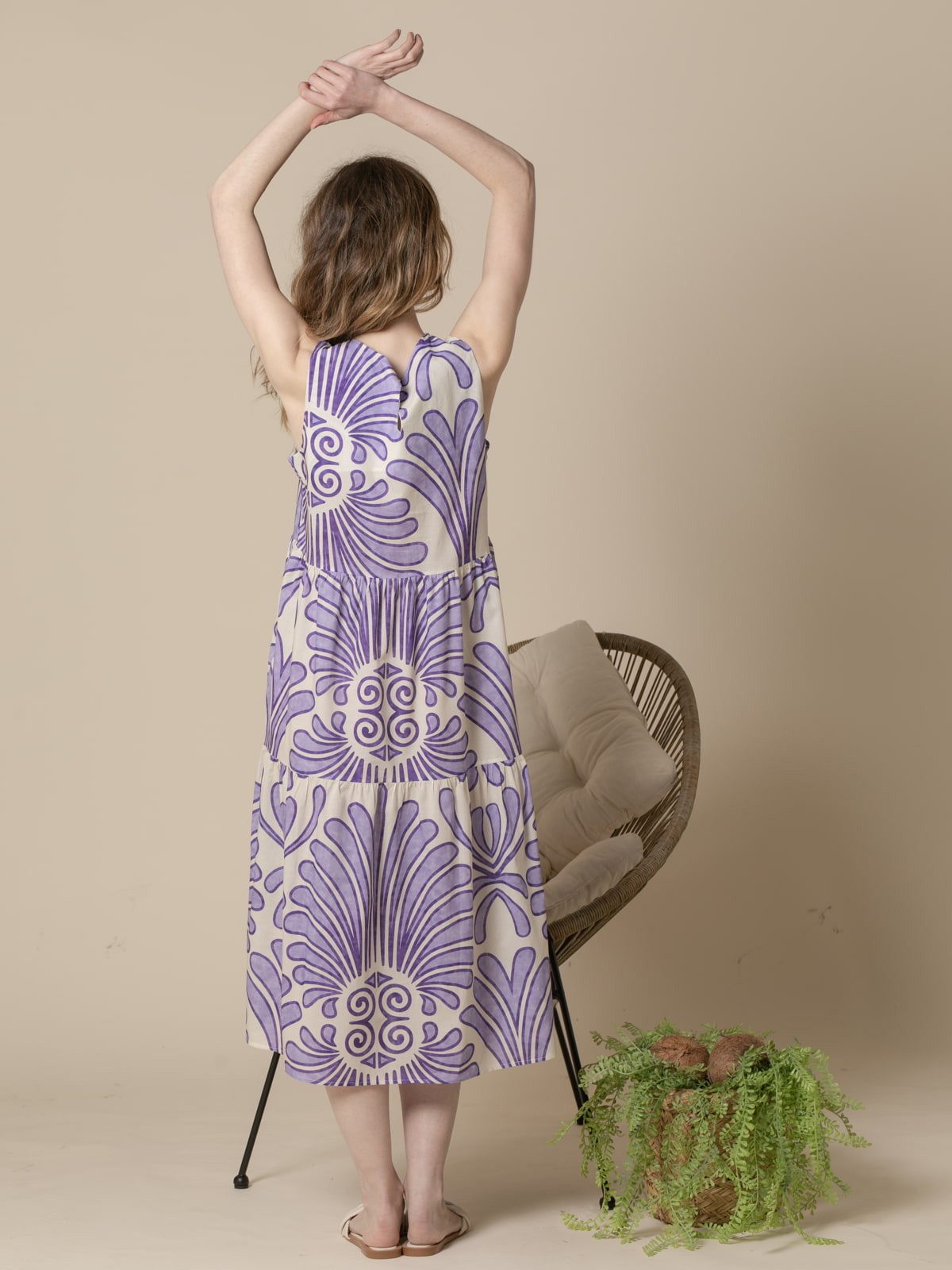 Woman Flowy print long dress  Magenta