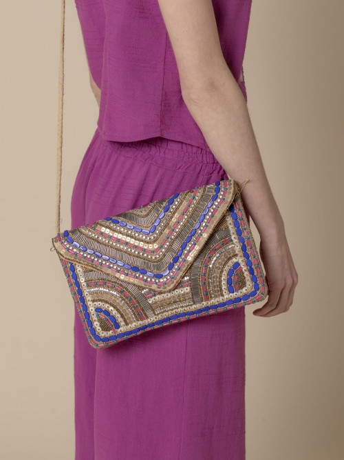Woman Envelope model beaded bag  Blue