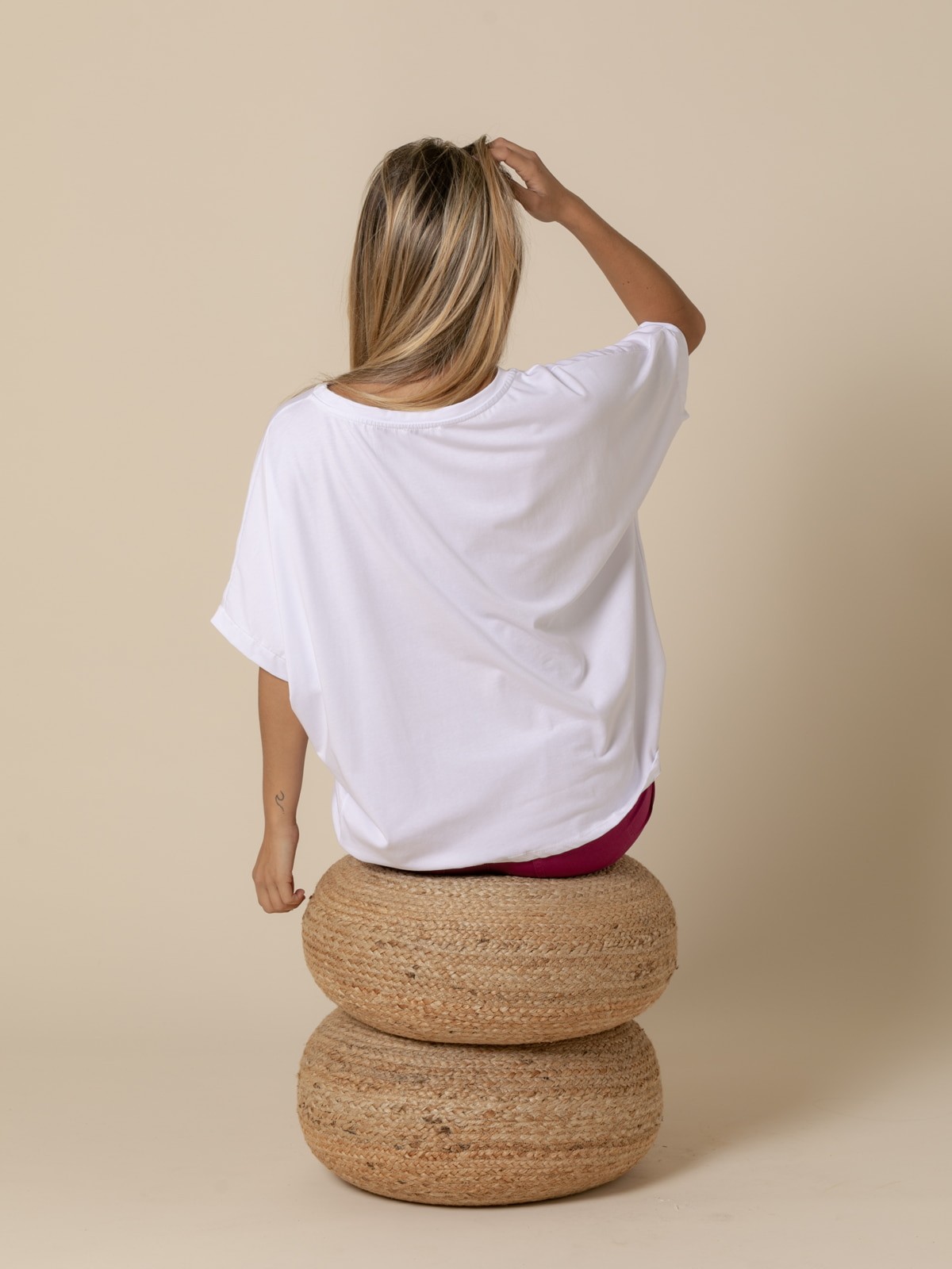 Woman combined print t-shirt  Pink