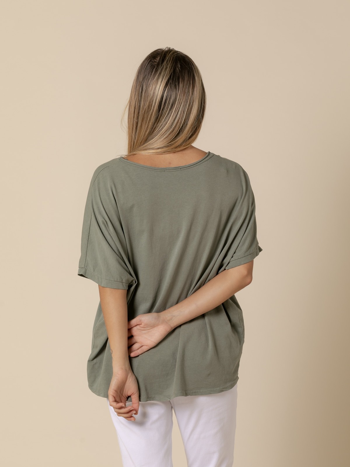 Woman Wide fluorescent Rock Star T-shirt  Khaki