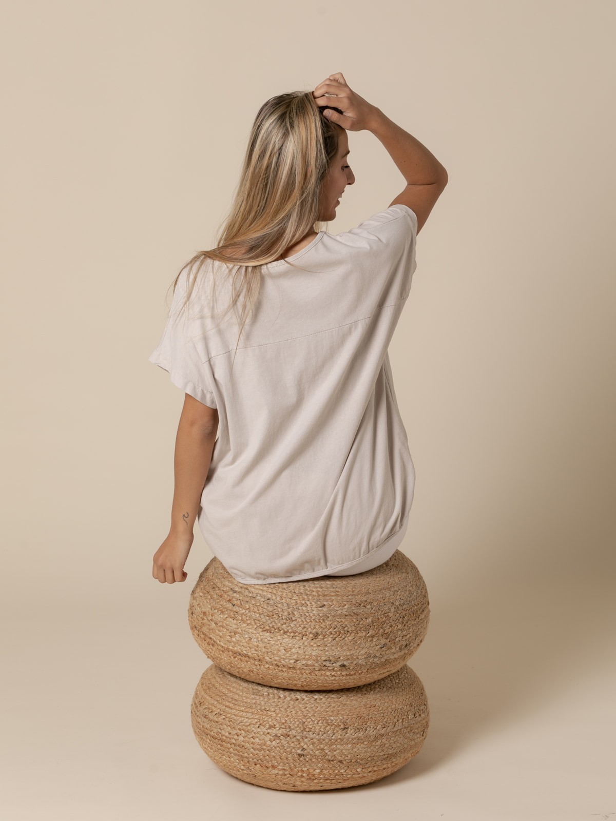 Woman Pocket cotton T-shirt  Beige