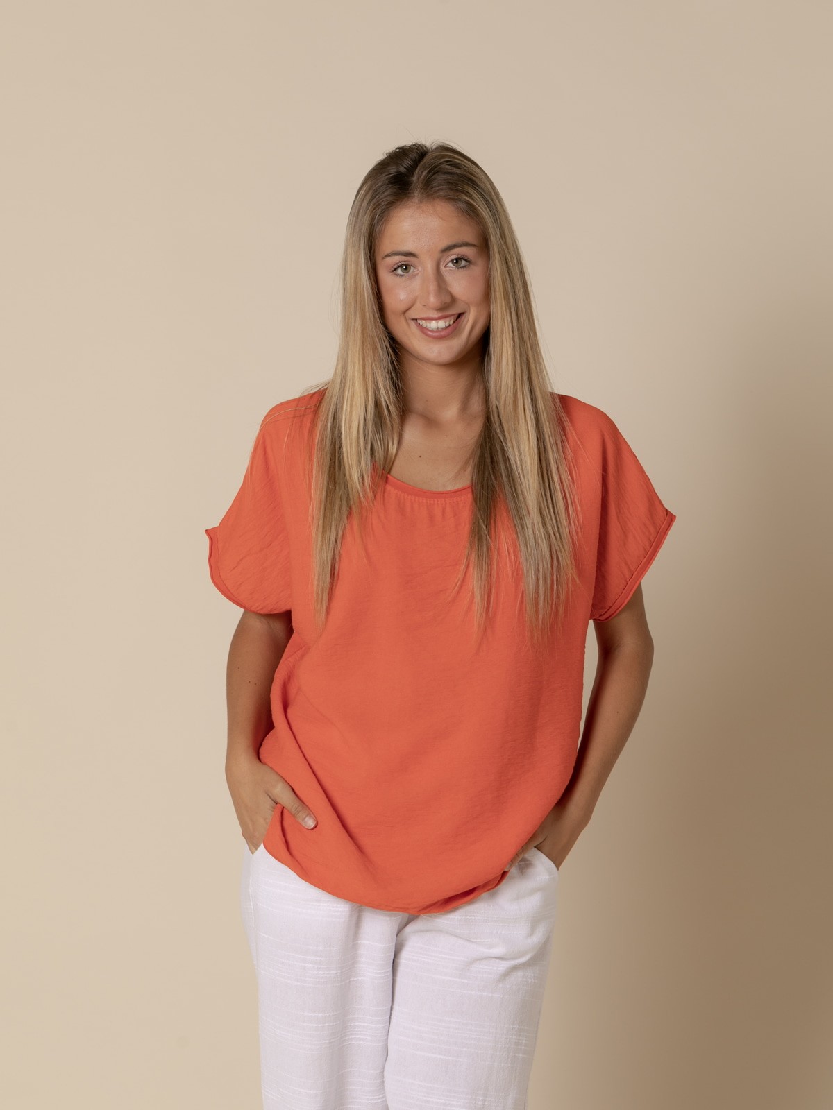 Woman Comfy visco-cotton T-shirt  Orange