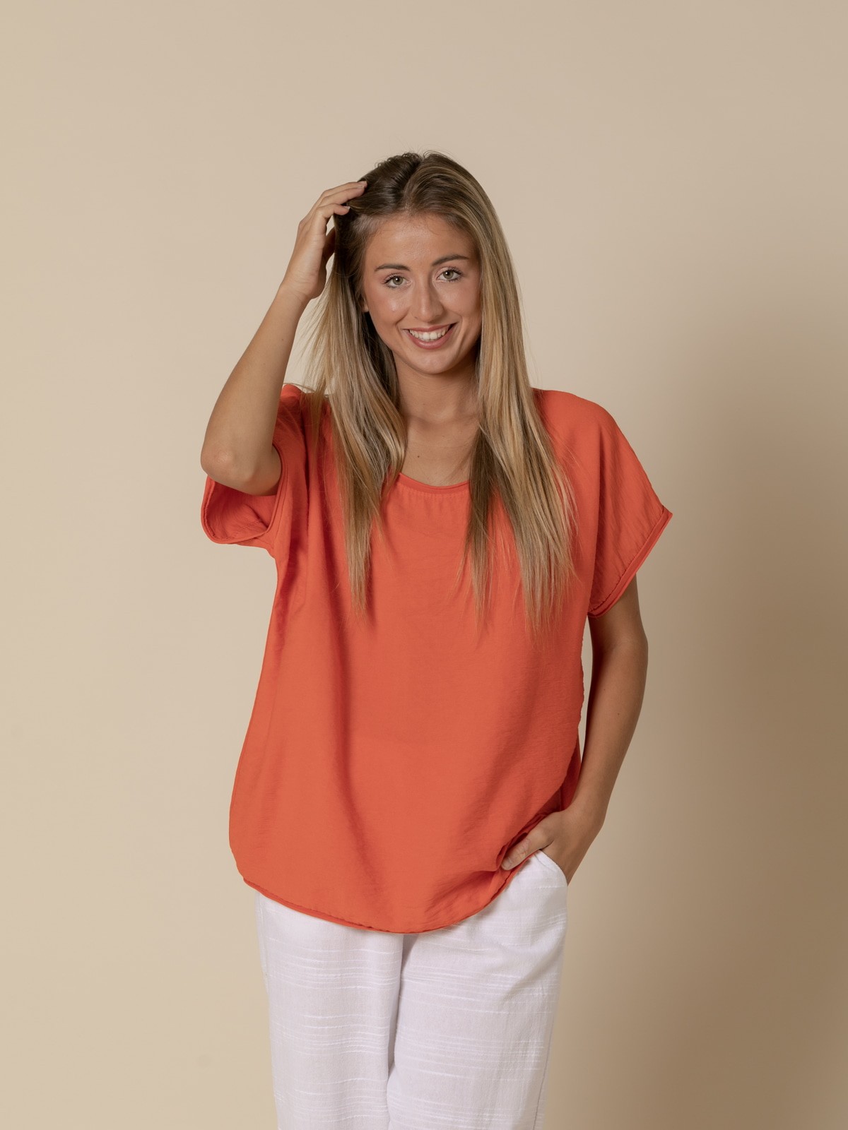 Woman Comfy visco-cotton T-shirt  Orange