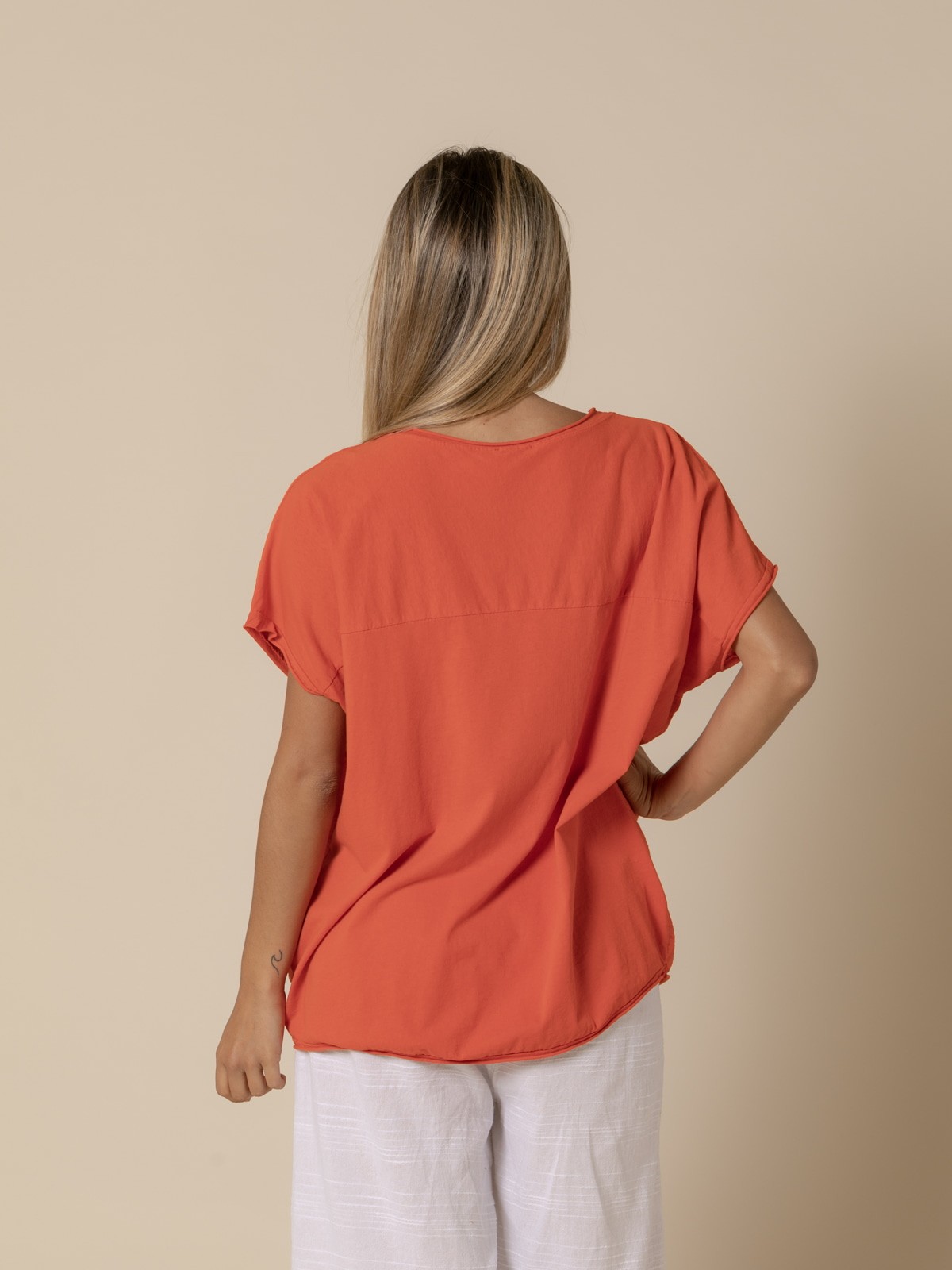 Woman Comfy visco-cotton T-shirt  Orange