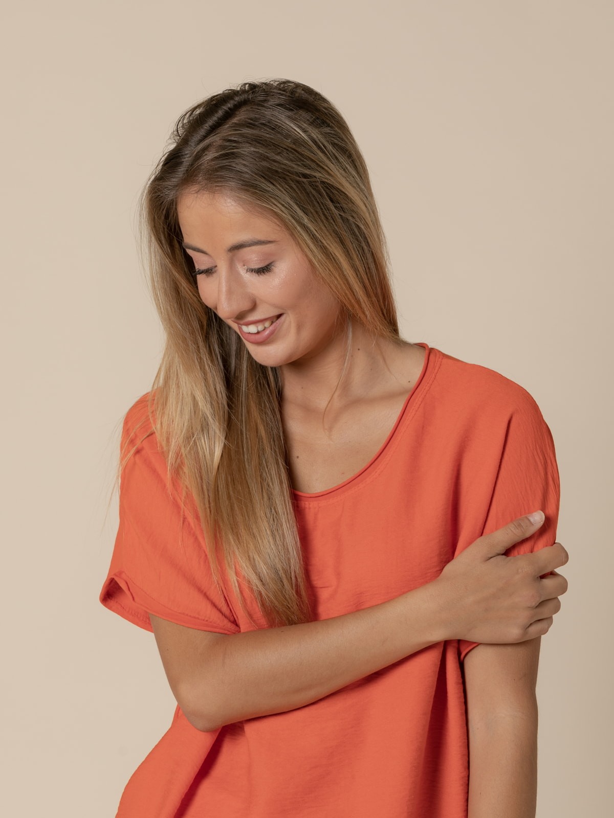 Woman Comfy visco-cotton T-shirt  Orange