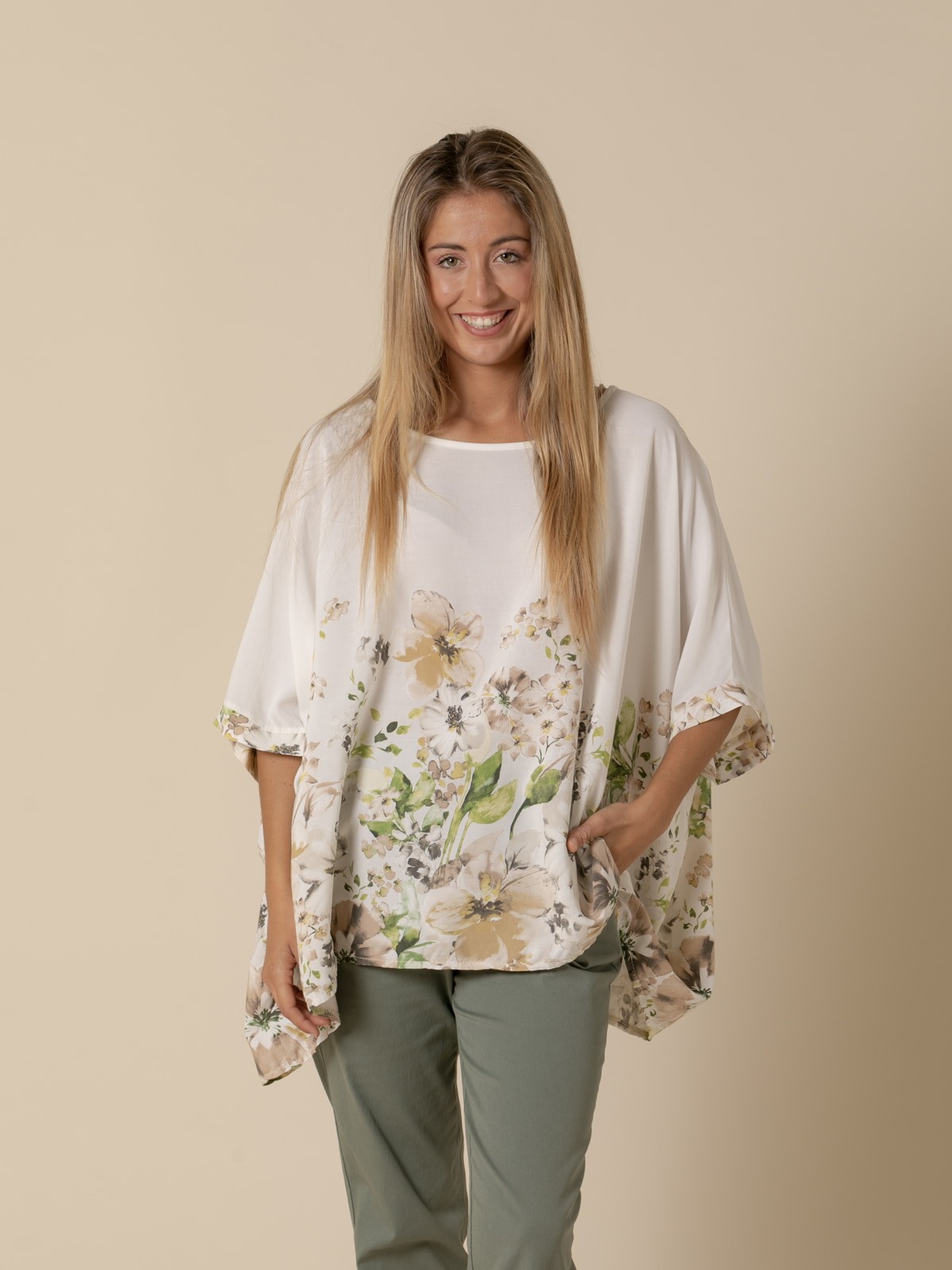 Woman Oversize flower print blouse  Green