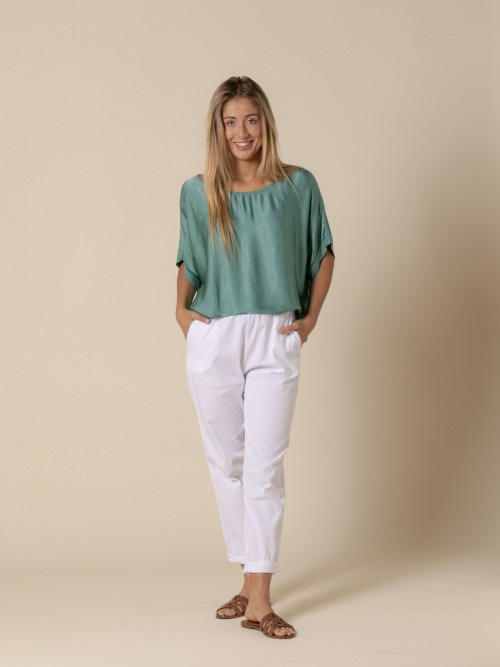 Woman Comfy casual cotton pants  White