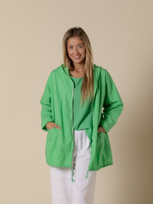 Woman Spring cotton parka with lined pockets  Green