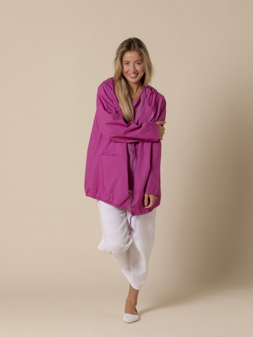 Woman Spring cotton parka with lined pockets   Magenta