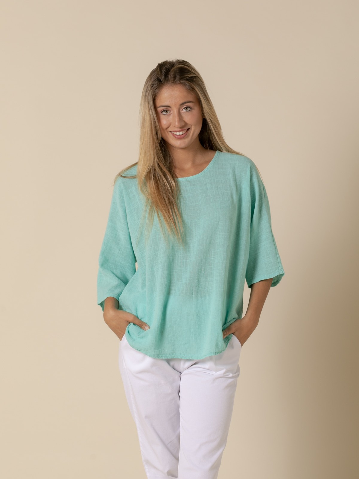 Woman Comfy cotton elbow sleeve blouse  Tiffany