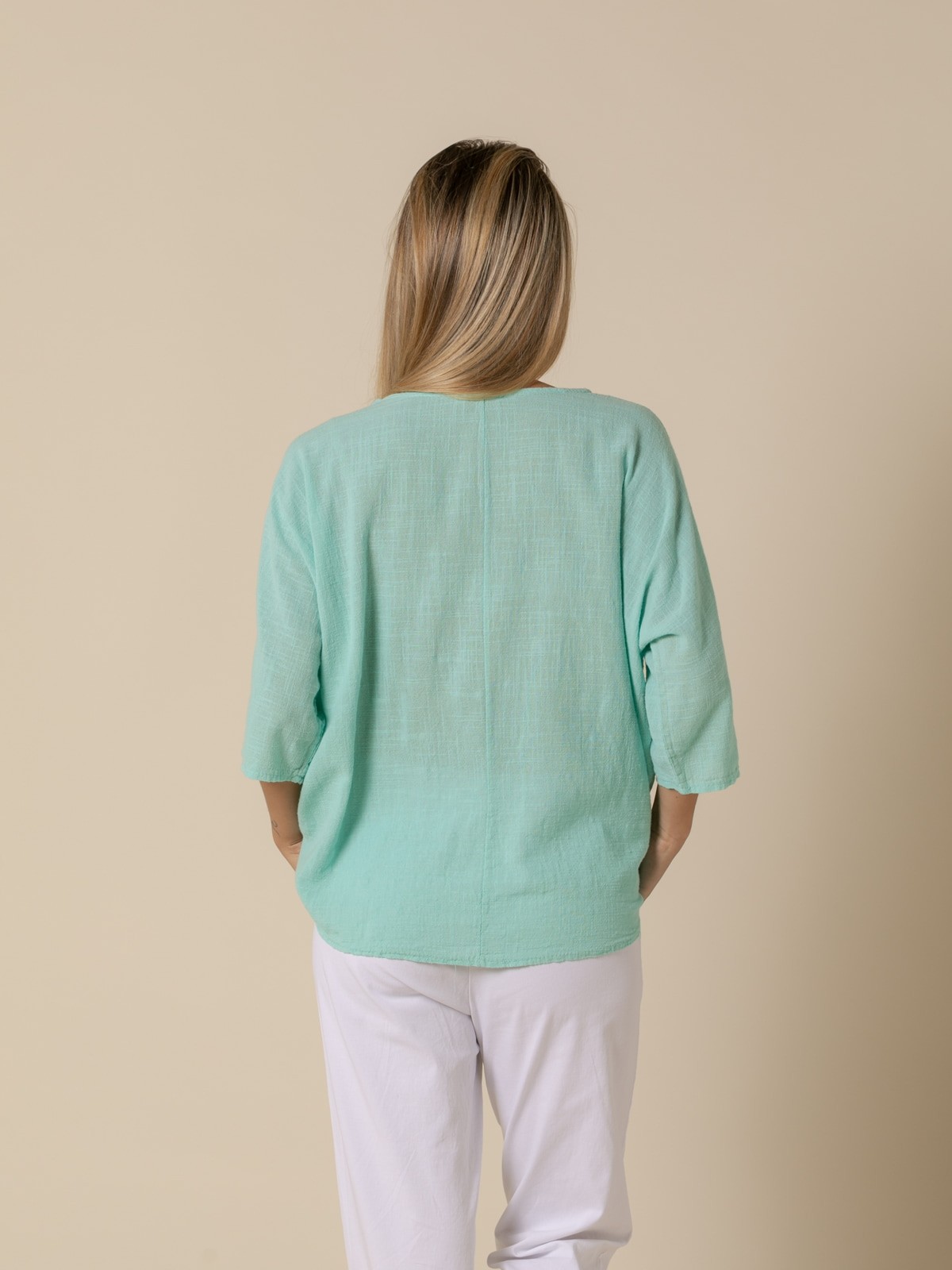 Woman Comfy cotton elbow sleeve blouse  Tiffany