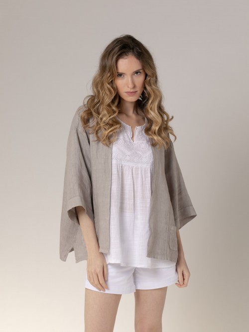 chaqueta de lino 100% hight quality Taupe