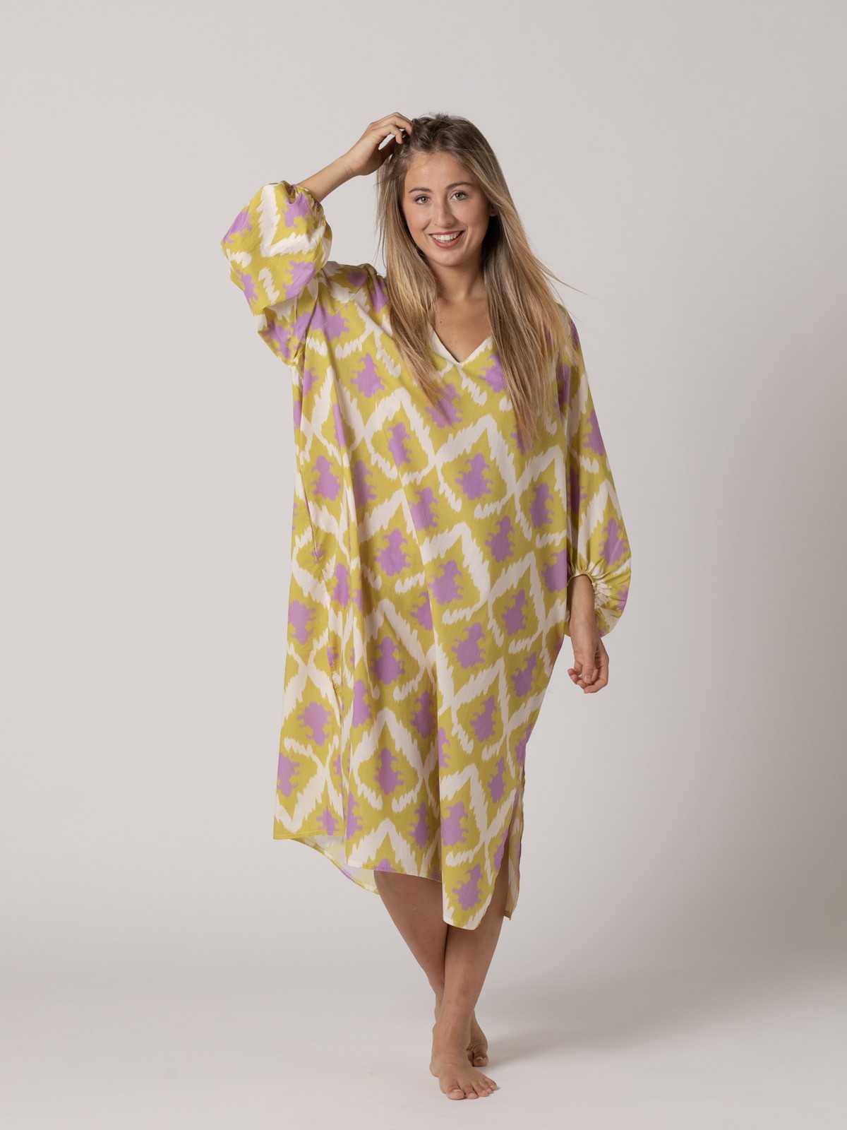 Vestido estampado algodón 100% Oliva