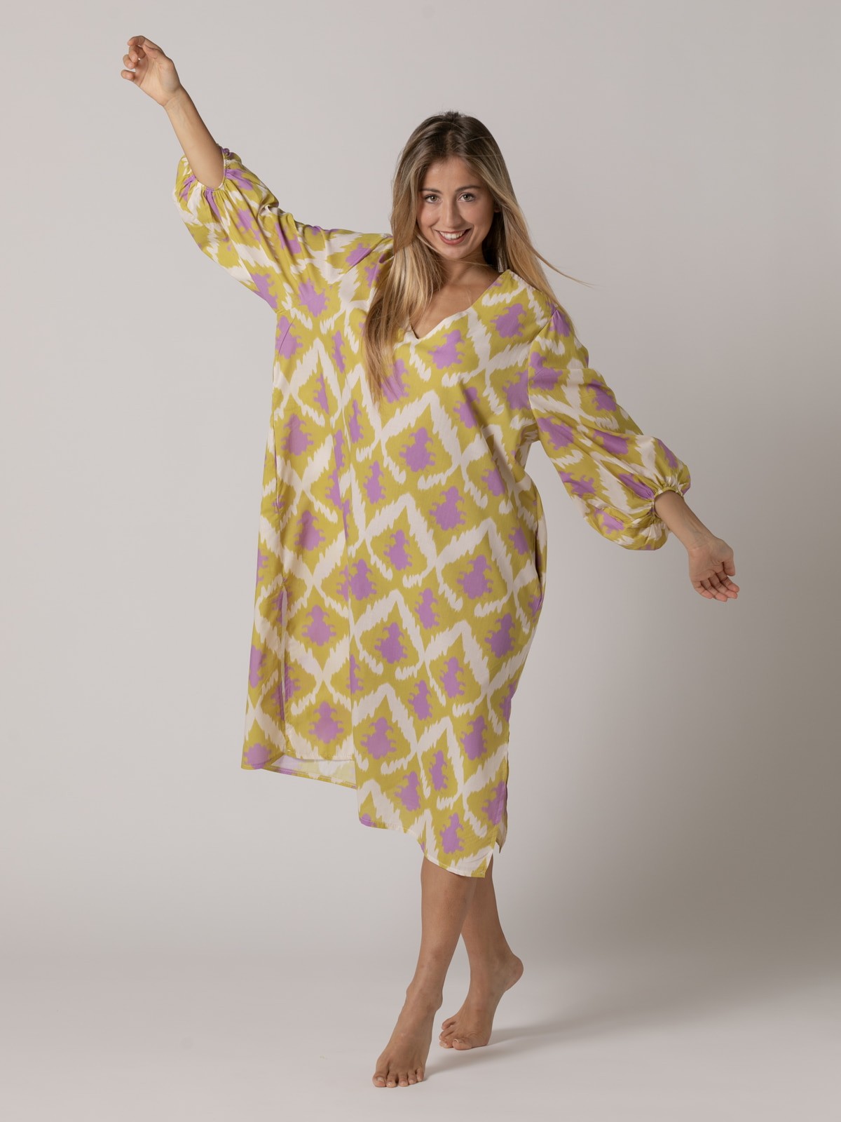 Vestido estampado algodón 100% Oliva