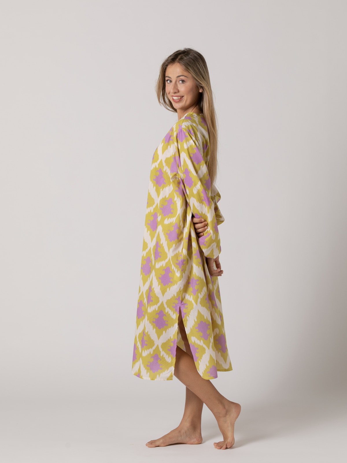 Vestido estampado algodón 100% Oliva