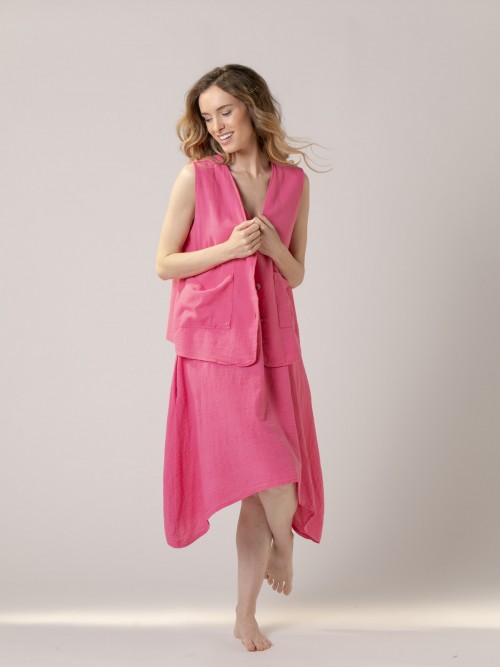 Chaleco oversize bolsillos amplios Fucsia