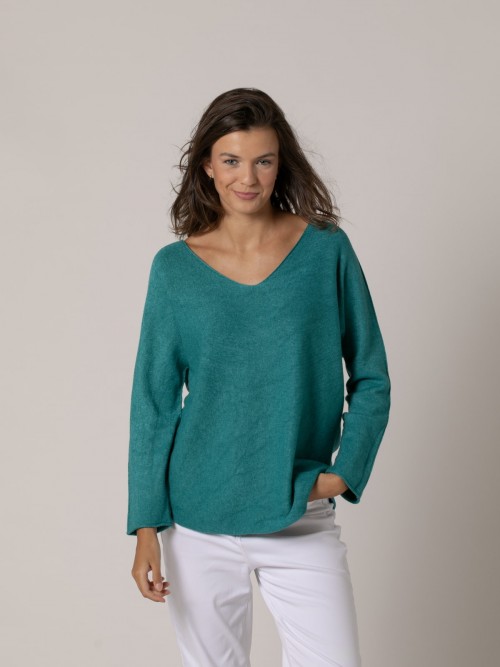 Woman Soft V-neck sweater Green