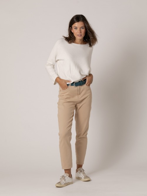 Woman Best quality mom fit trousers Beige