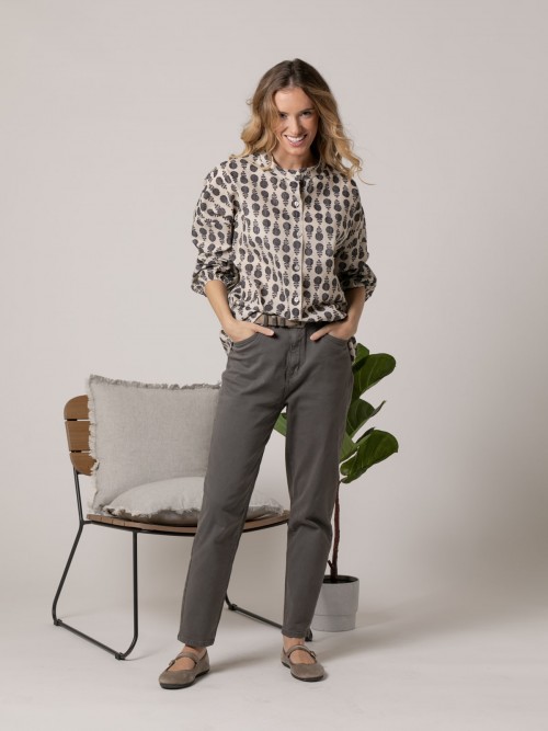 Woman Best quality mom fit trousers Grey Dark