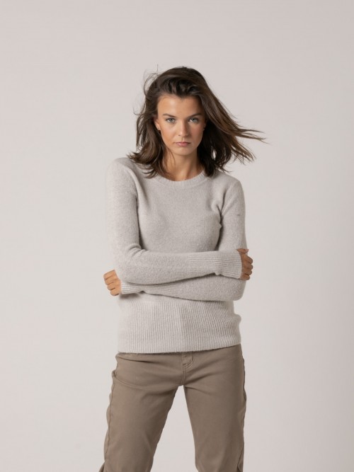 Woman Must soft round neck jumper TAUPE CLARO