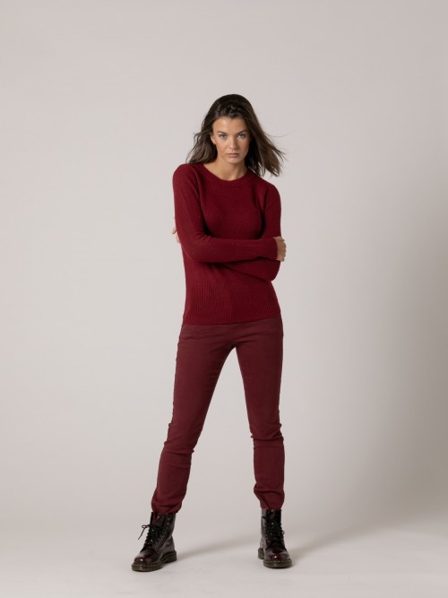 Woman Must soft round neck jumper Bordeaux