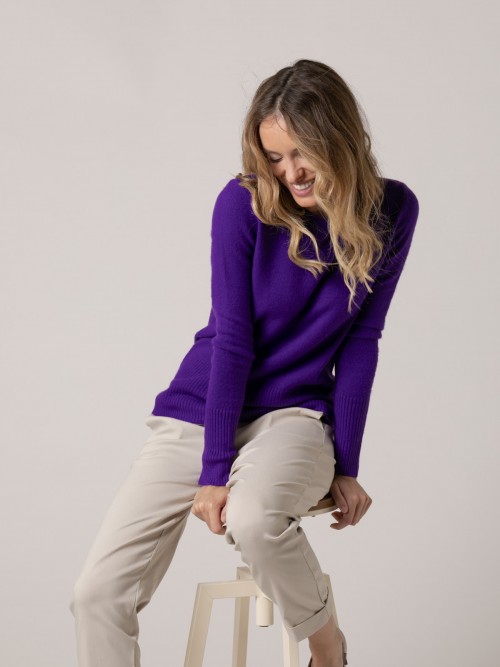 Woman Must soft round neck jumper Violet