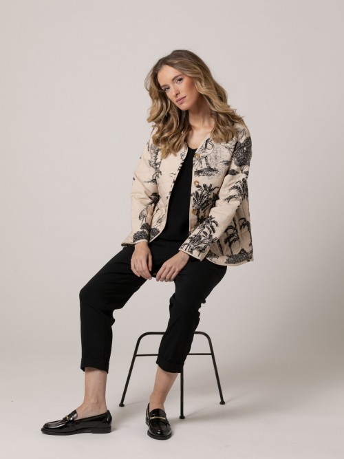 Woman Provencal print padded jacket Crudo