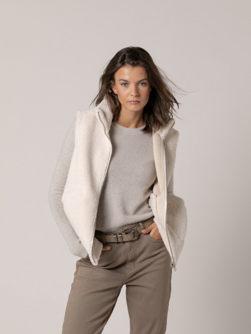 Chaleco de rizo reversible Marfil