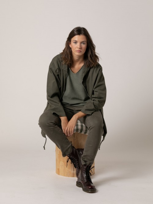 Parka de algodón 100% peach touch Caqui
