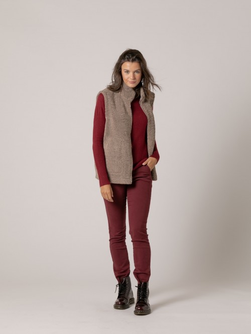 Chaleco de rizo reversible Taupe