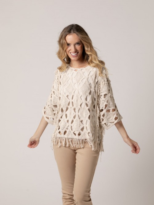 Woman Marant type rhombus sweater  Beige