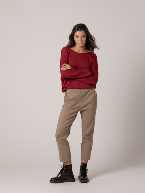 Woman Ankle-length pants with pockets tabaco