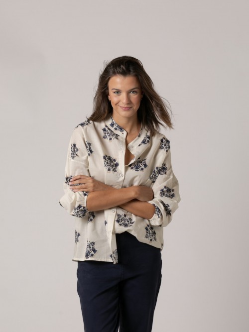 Blusa estampada algodón 100% bouquet Azul