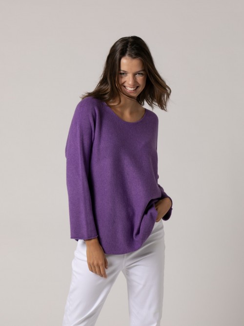 Woman boat neck soft jumper Violet