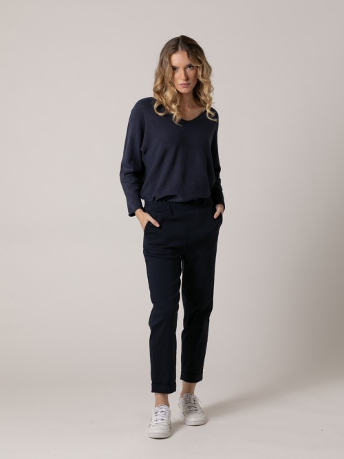 Woman Ankle-length pants with pockets Blue Navy