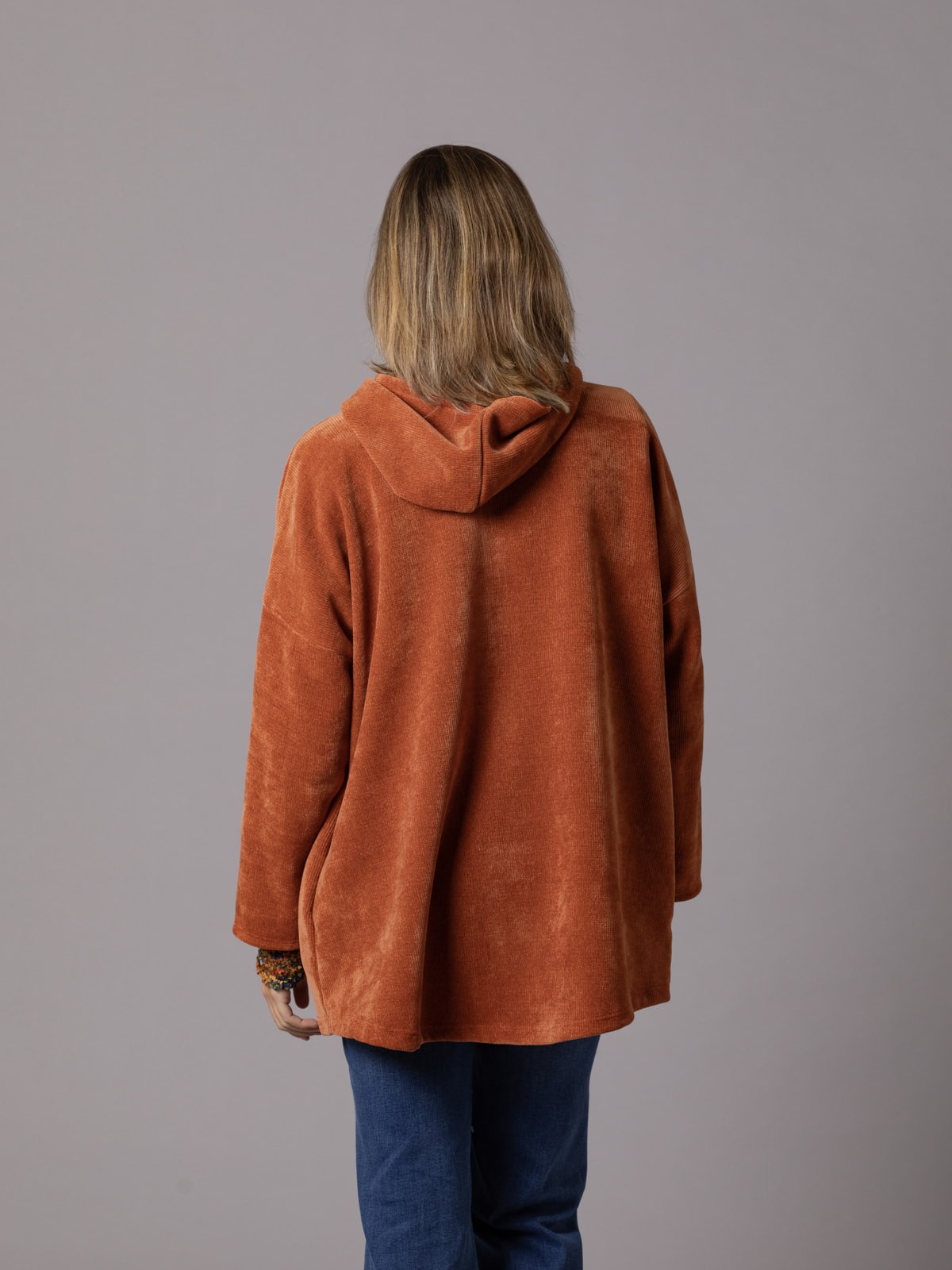 Woman Oversized soft zipper jacket avellana