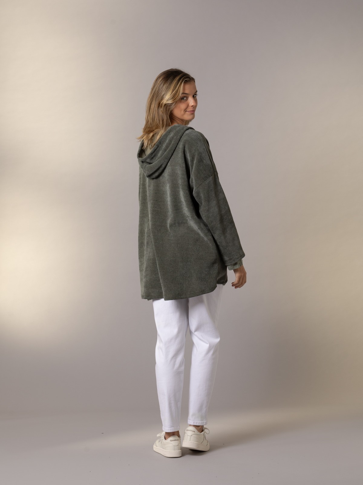 Woman Oversized soft zipper jacket Khaki