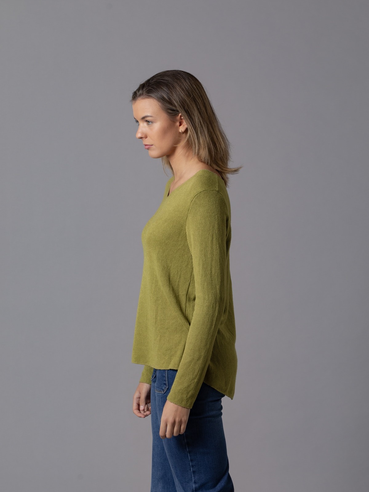 Woman Lightweight V-neck sweater Olive